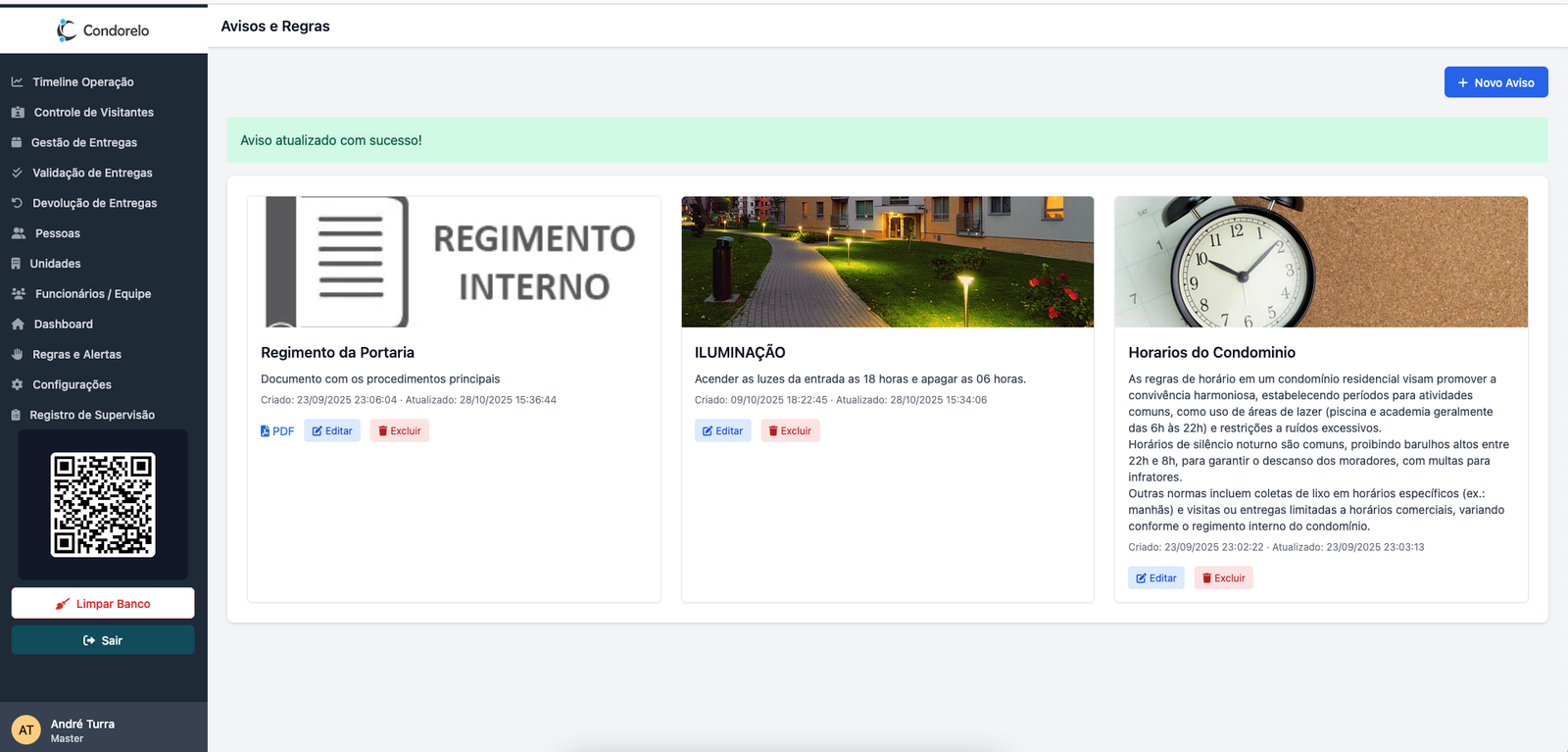 Configuração de regras e alertas