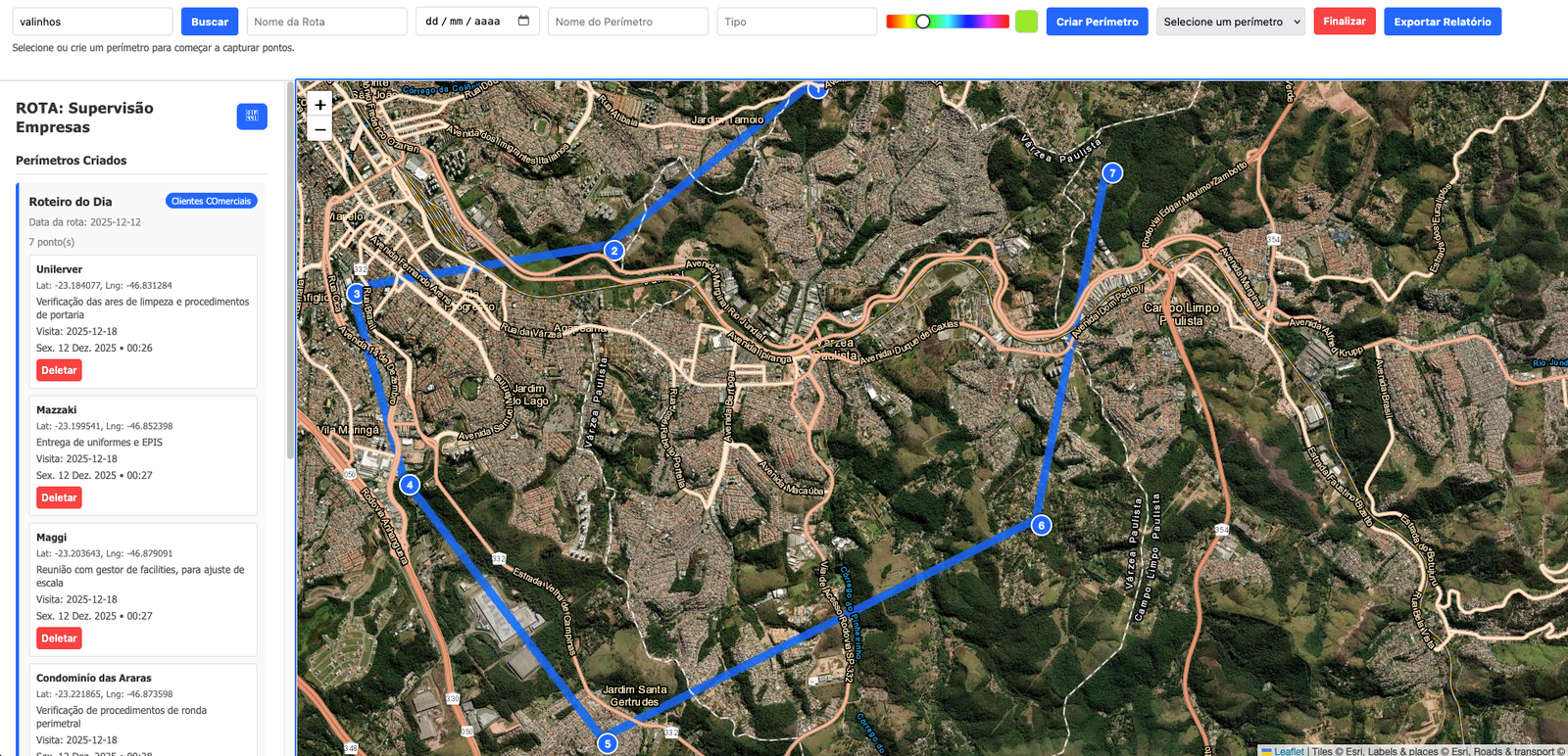 Roteirização de supervisão de campo Condorelo